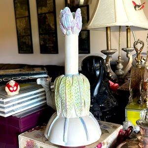 Candle stick or vase Carol Barclay signature on bottom pastels porcelain